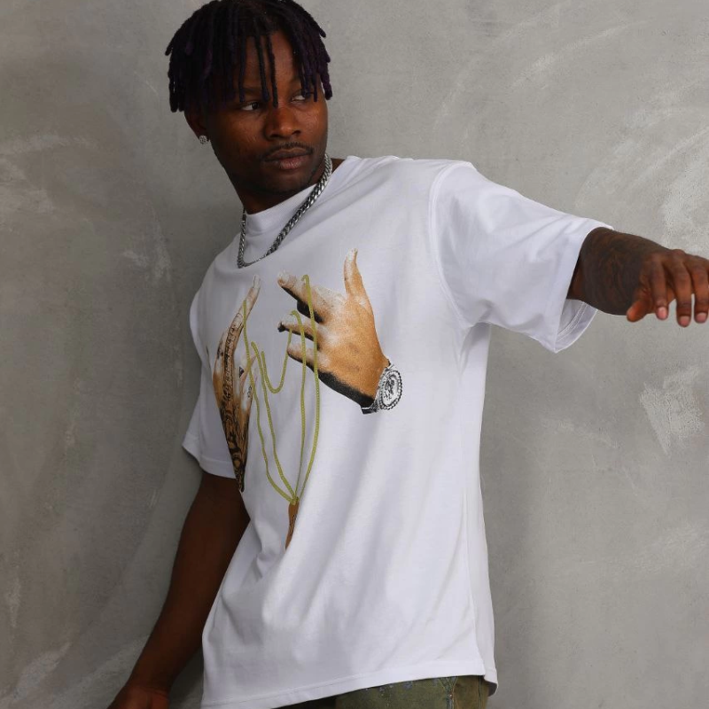 Baskılı Oversize T-Shirt - Beyaz -