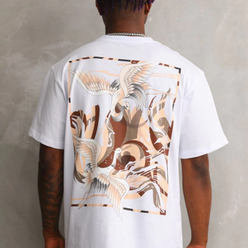 Baskılı Oversize T-Shirt - Beyaz -