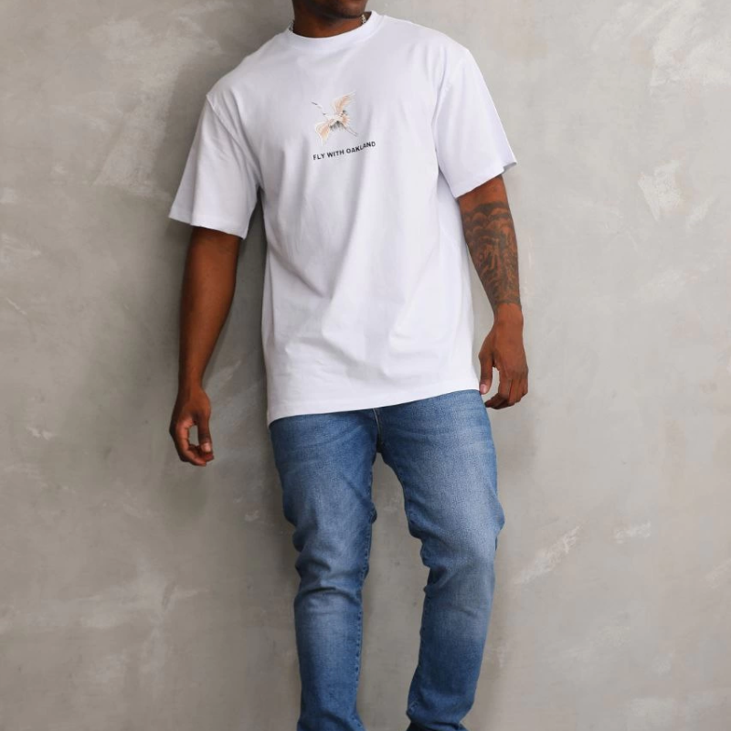 Baskılı Oversize T-Shirt - Beyaz -