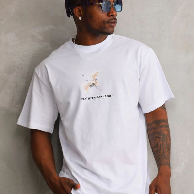 Baskılı Oversize T-Shirt - Beyaz -