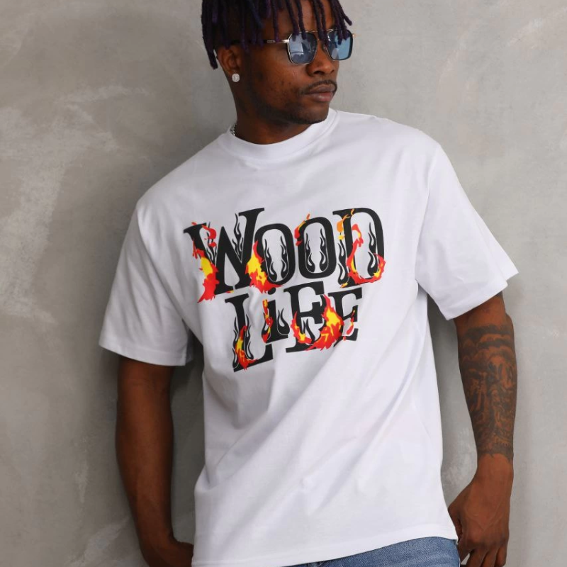 Baskılı Oversize T-Shirt - Beyaz -