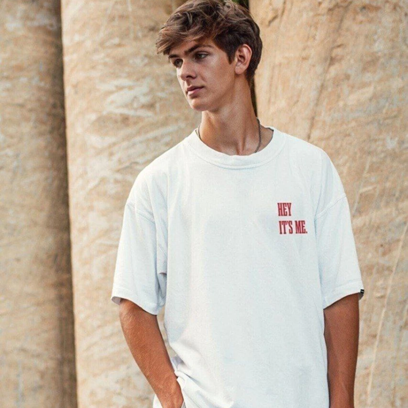 Baskılı Oversize T-Shirt - Beyaz -