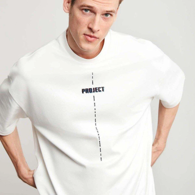 Baskılı Oversize T-Shirt - Beyaz -