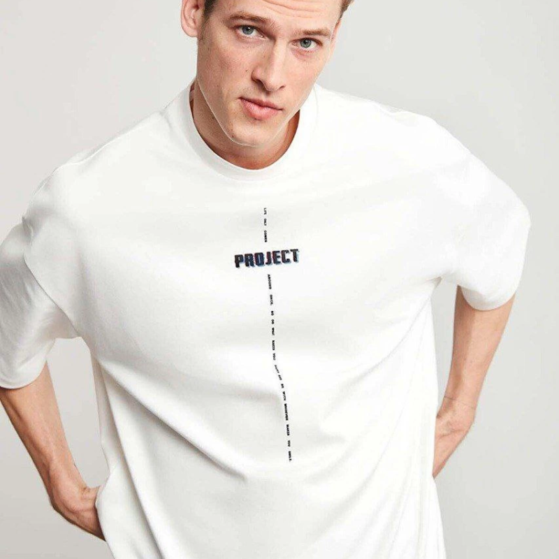 Baskılı Oversize T-Shirt - Beyaz -