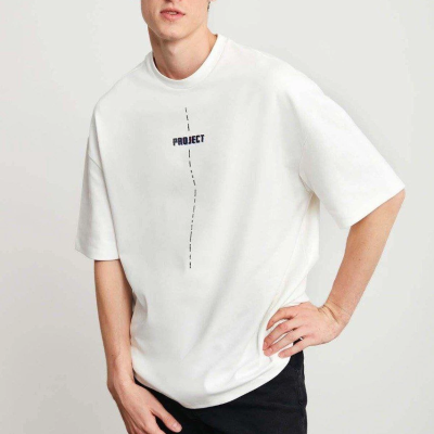 Baskılı Oversize T-Shirt - Beyaz -