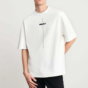 Baskılı Oversize T-Shirt - Beyaz -