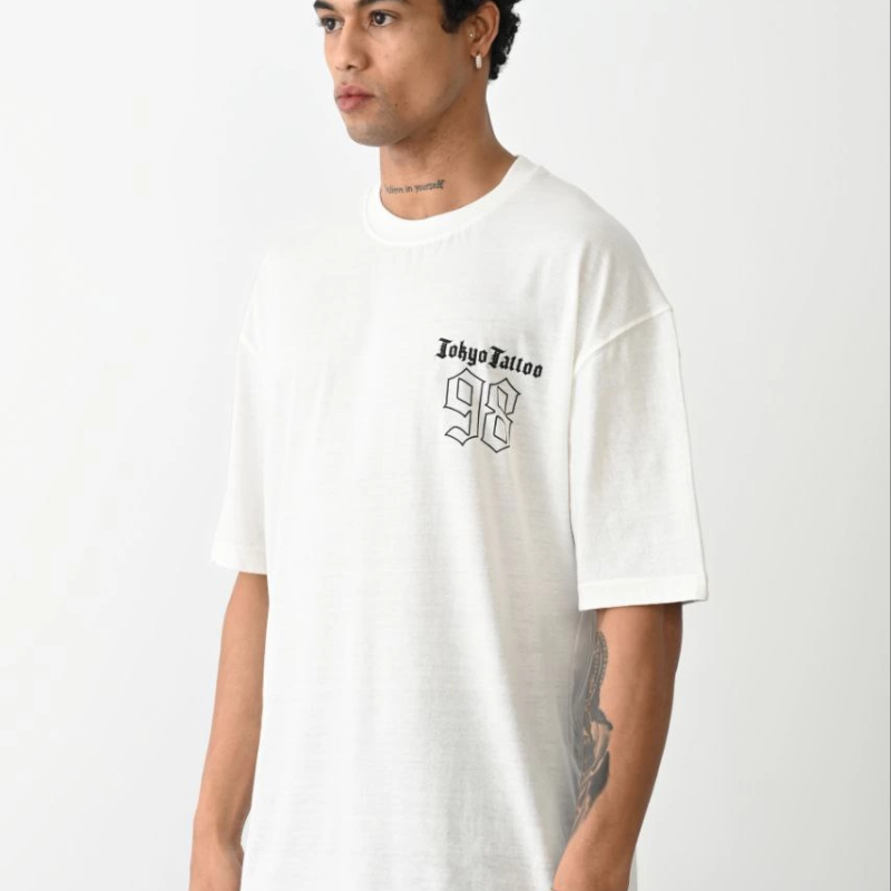 Baskılı Oversize T-Shirt - Beyaz