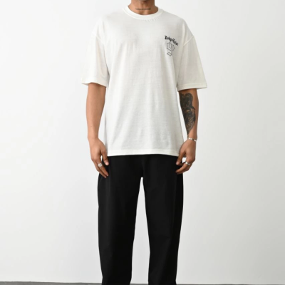 Baskılı Oversize T-Shirt - Beyaz