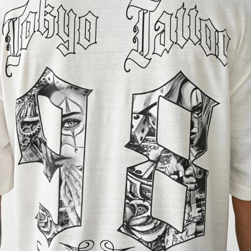 Baskılı Oversize T-Shirt - Beyaz