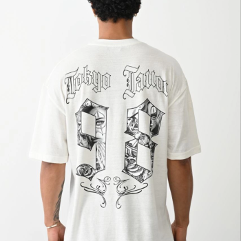 Baskılı Oversize T-Shirt - Beyaz