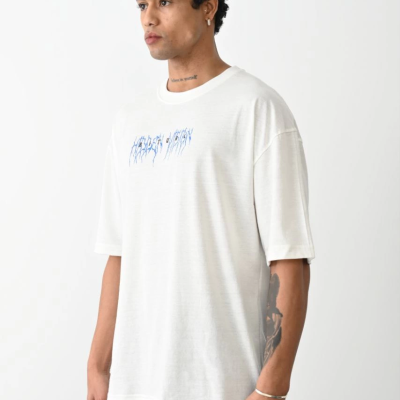 Baskılı Oversize T-Shirt - Beyaz -