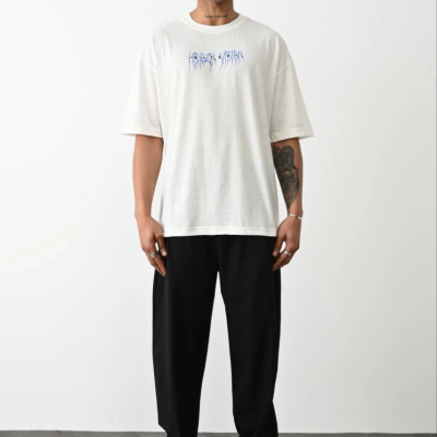 Baskılı Oversize T-Shirt - Beyaz -