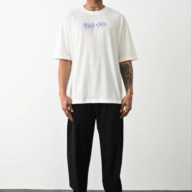 Baskılı Oversize T-Shirt - Beyaz -