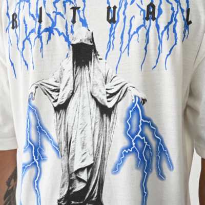 Baskılı Oversize T-Shirt - Beyaz -