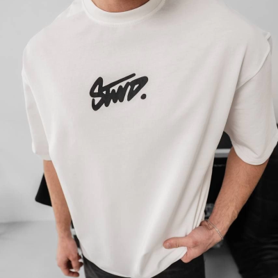 Baskılı Oversize T-shirt - Beyaz -