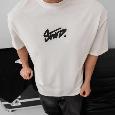 Baskılı Oversize T-shirt - Beyaz -