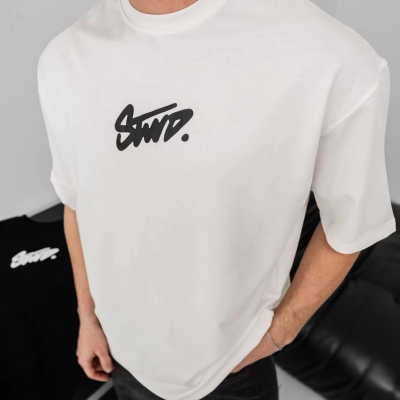 Baskılı Oversize T-shirt - Beyaz -