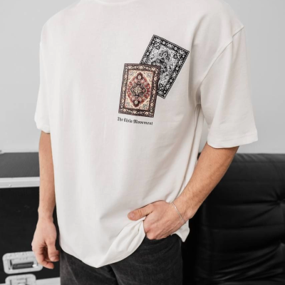 Baskılı Oversize T-shirt - Beyaz -