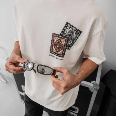 Baskılı Oversize T-shirt - Beyaz -