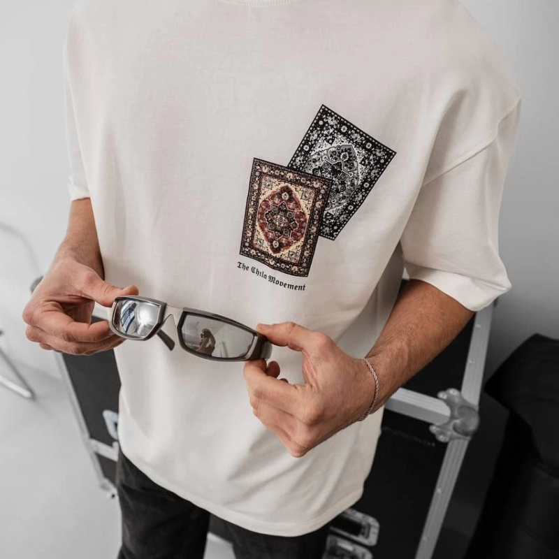 Baskılı Oversize T-shirt - Beyaz -