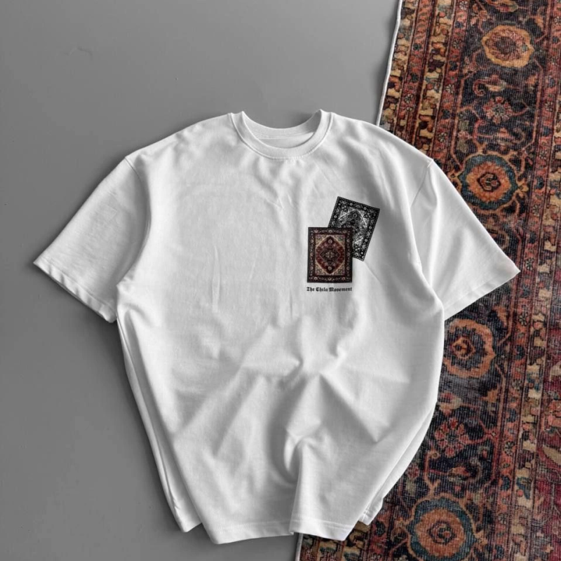 Baskılı Oversize T-shirt - Beyaz -