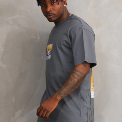 Baskılı Oversize T-Shirt - Füme -