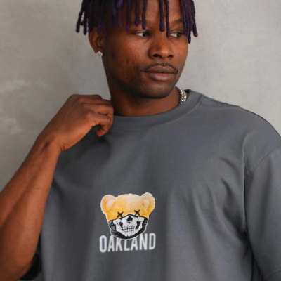 Baskılı Oversize T-Shirt - Füme -