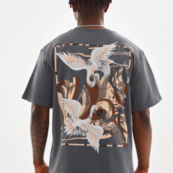 Baskılı Oversize T-Shirt - Füme -