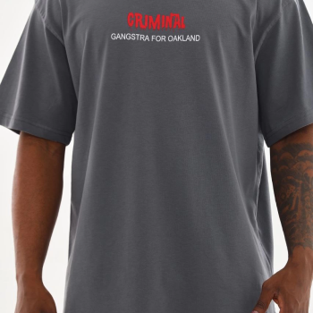 Baskılı Oversize T-Shirt - Füme -