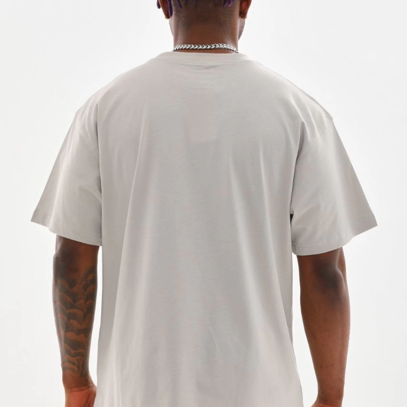 Baskılı Oversize T-Shirt - Gri -