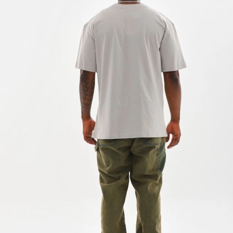 Baskılı Oversize T-Shirt - Gri -