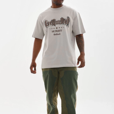 Baskılı Oversize T-Shirt - Gri -