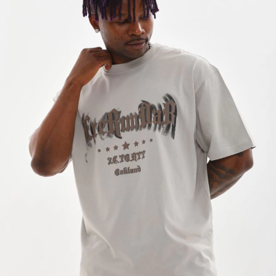 Baskılı Oversize T-Shirt - Gri -