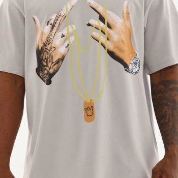 Baskılı Oversize T-Shirt - Gri -