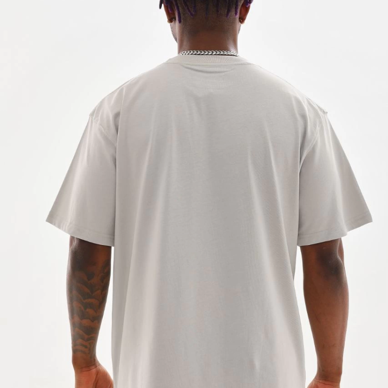 Baskılı Oversize T-Shirt - Gri -