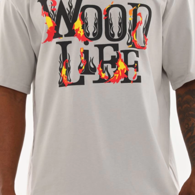 Baskılı Oversize T-Shirt - Gri -