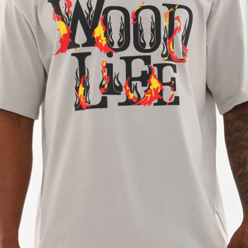 Baskılı Oversize T-Shirt - Gri -