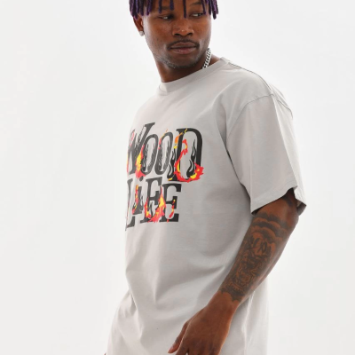 Baskılı Oversize T-Shirt - Gri -