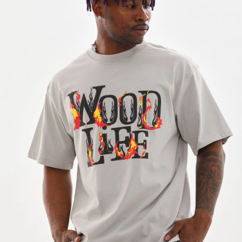 Baskılı Oversize T-Shirt - Gri -