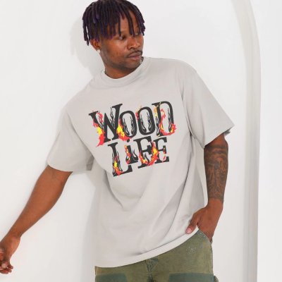 Baskılı Oversize T-Shirt - Gri -