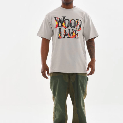 Baskılı Oversize T-Shirt - Gri -