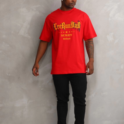 Baskılı Oversize T-Shirt - Kırmızı -