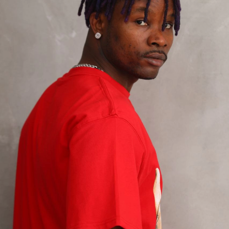 Baskılı Oversize T-Shirt - Kırmızı -