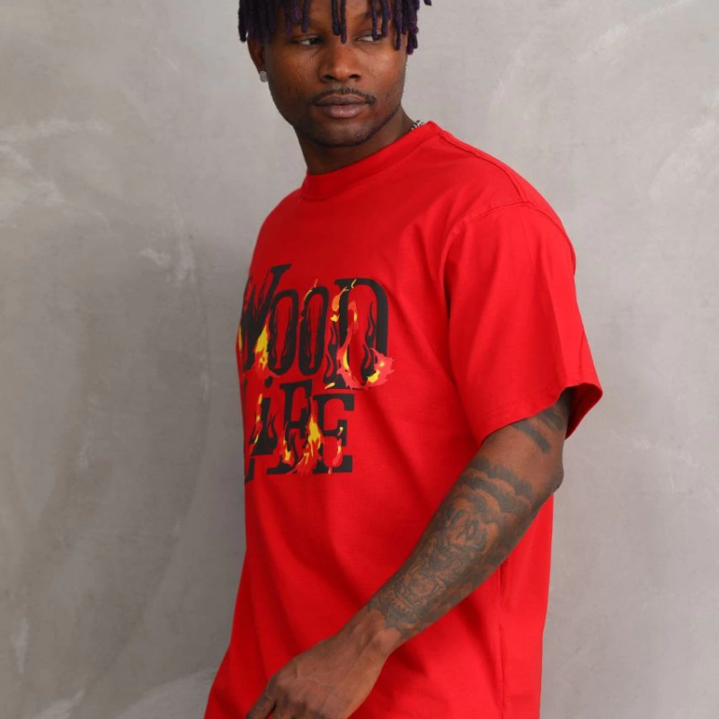 Baskılı Oversize T-Shirt - Kırmızı -