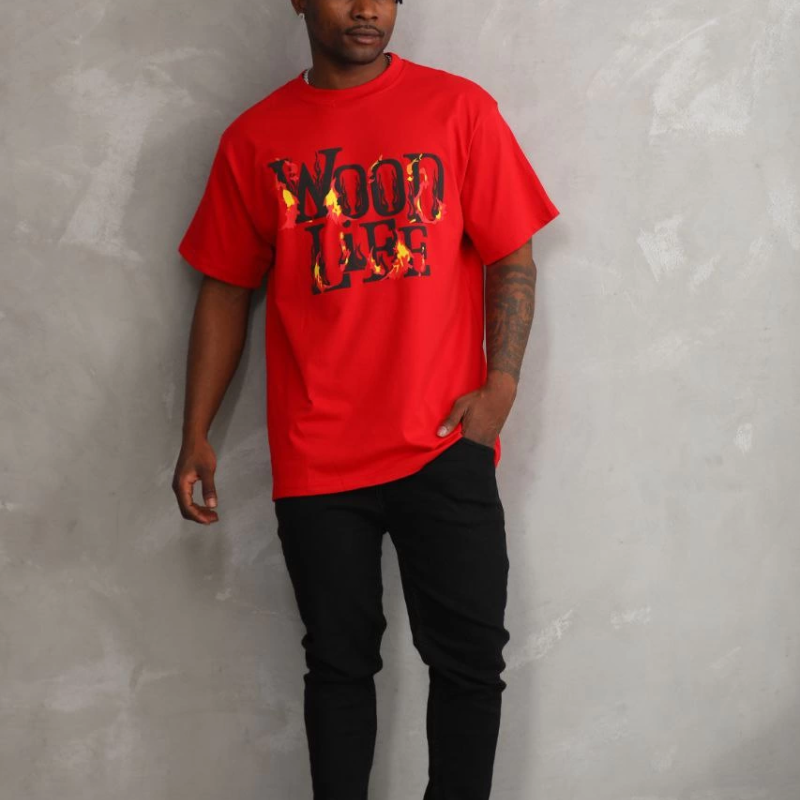 Baskılı Oversize T-Shirt - Kırmızı -