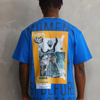 Baskılı Oversize T-Shirt - Mavi -