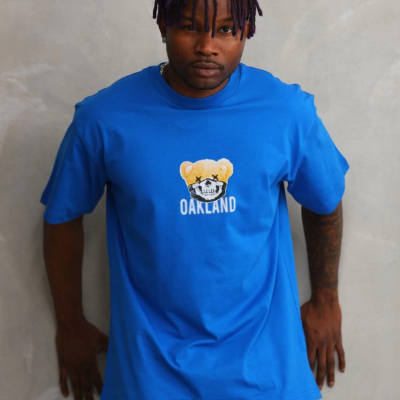 Baskılı Oversize T-Shirt - Mavi -