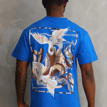 Baskılı Oversize T-Shirt - Mavi -