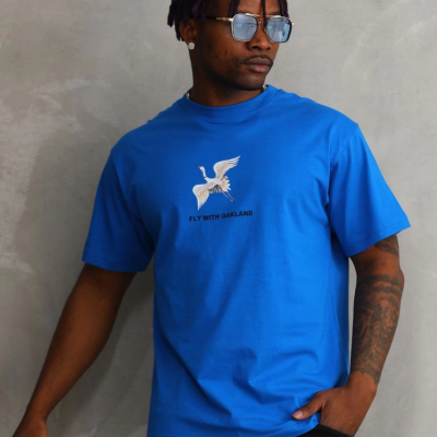 Baskılı Oversize T-Shirt - Mavi -