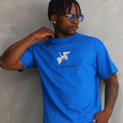 Baskılı Oversize T-Shirt - Mavi -